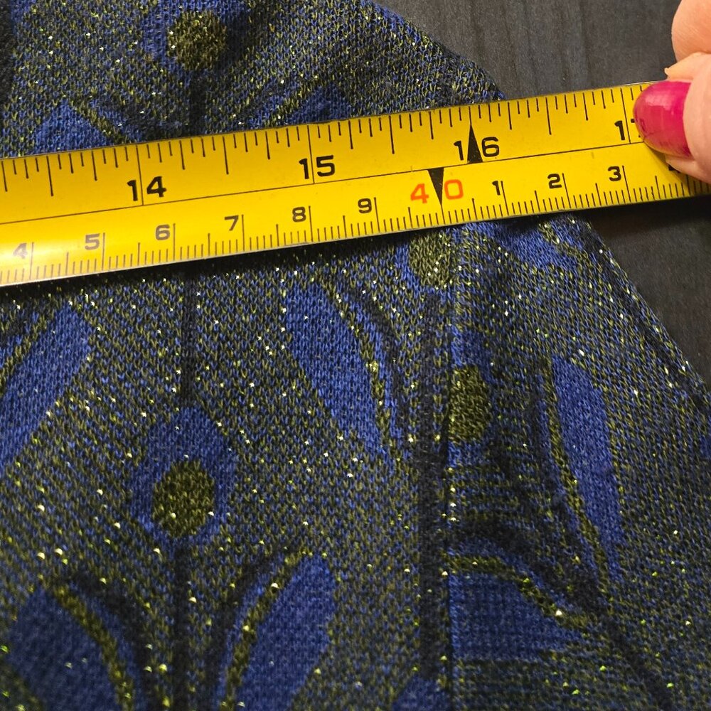 NEW Blue Green Flare Sleeve gold speckles Sweater Medium - Picture 10 of 12